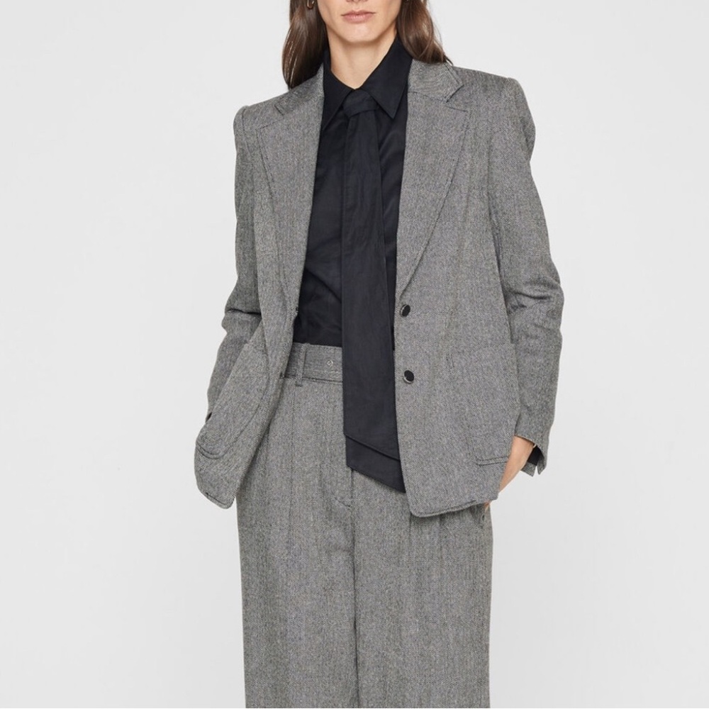 Club Monaco Gray Wool Blend Herringbone Blazer XS